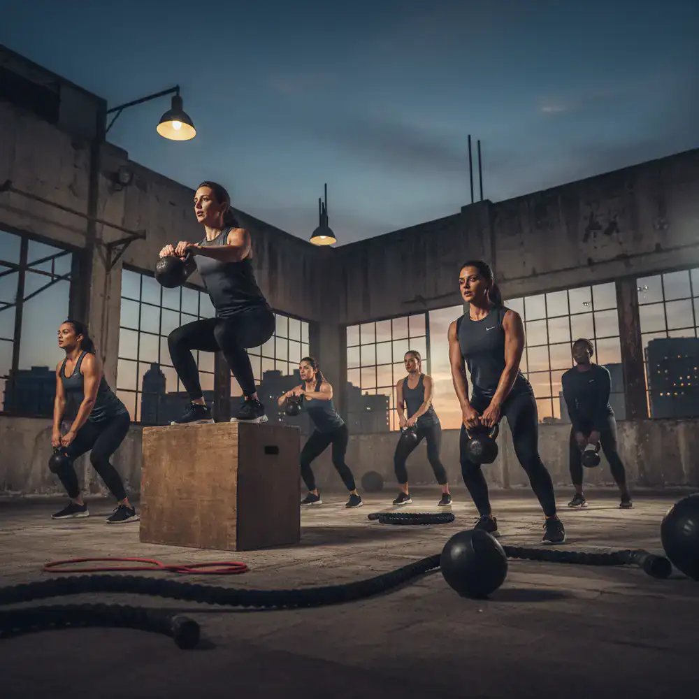 Group of people doing a high intensity workout